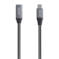 Cable Alargador USB 3.2 Aisens A107-0761/ USB Tipo-C Macho - USB Tipo-C Hembra/ Hasta 100W/ 20Gbps/ 1.5m/ Gris