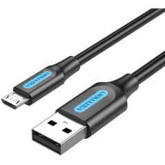 Cable USB 2.0 Vention COLBC/ USB Macho - MicroUSB Macho/ Hasta 60W/ 480Mbps/ 25cm/ Negro