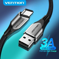 Cable USB 2.0 Tipo-C Vention CODHC/ USB Macho - USB Tipo-C Macho/ Hasta 60W/ 480Mbps/ 25cm/ Gris