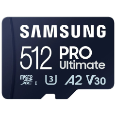 Tarjeta de Memoria Samsung Pro Ultimate 512GB microSD XC con Adaptador/ Clase 10/ 200MBs