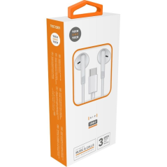 Auriculares Tech One Tech earTECH TEC1301/ con Micrófono/ USB Tipo-C/ Blancos