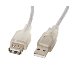 CABLE ALARGADOR USB LANBERG CA-USBE-12CC-0018-TR - CONECTORES A-MACHO A-HEMBRA - FERRITA - TRANSPARENTE - 1.8 METROS