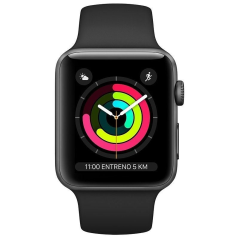 Apple Watch Series 3/ GPS/ 38mm/ Caja de Aluminio en Gris Espacial/ Correa Deportiva Negra