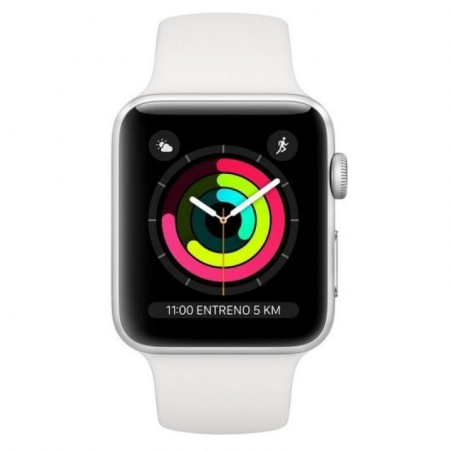 Apple Watch Series 3/ GPS/ 38mm/ Caja de Aluminio en Plata/ Correa Deportiva Blanca