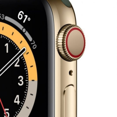 Apple Watch Series 6/ GPS/ Cellular/ 40mm/ Caja de Acero Inoxidable en Oro/ Correa Deportiva Verde Chipre