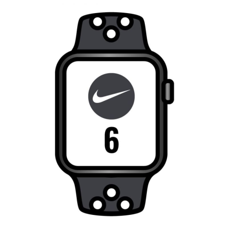 Apple Watch Series 6/ GPS/ Cellular/ 40mm/ Caja de Aluminio en Gris Espacial/ Correa Nike Deportiva Antracita y Negra