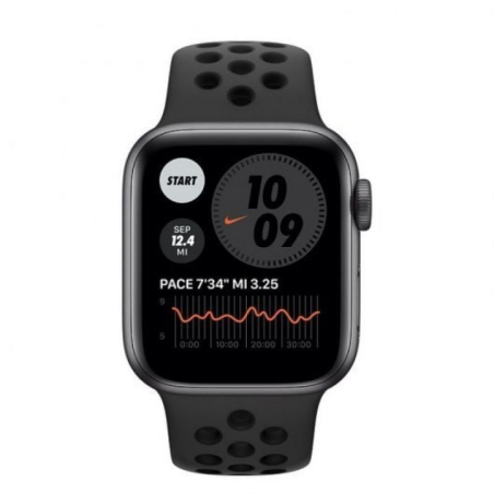 Apple Watch Series 6/ GPS/ Cellular/ 40mm/ Caja de Aluminio en Gris Espacial/ Correa Nike Deportiva Antracita y Negra