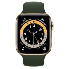 Apple Watch Series 6/ GPS/ Cellular/ 44mm/ Caja de Acero Inoxidable en Oro/ Correa Deportiva Verde Chipre