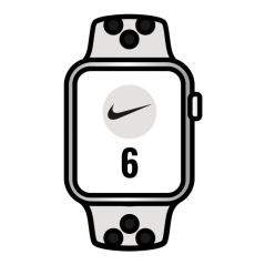 Apple Watch Series 6/ GPS/ 44mm/ Caja de Aluminio en Plata/ Correa Nike Deportiva Platino Puro y Negra