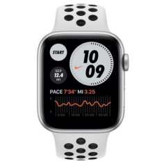 Apple Watch Series 6/ GPS/ 44mm/ Caja de Aluminio en Plata/ Correa Nike Deportiva Platino Puro y Negra