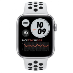 Apple Watch SE/ GPS/ 44mm/ Caja de Aluminio en Plata/ Correa Nike Deportiva Platino Puro y Negro
