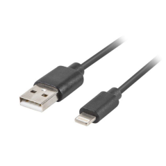 Cable USB Lightning Lanberg CA-USLM-10CU-0010-BK/ USB Macho - Lightning Macho/ 1m/ Negro