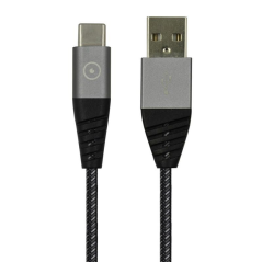 CABLE USB MUVIT TIGER TGUSC0005 - CONECTORES USB-USB TIPO-C - 3A - ULTRARRESISTENTE - 2M - GRIS