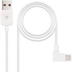 Cable USB 2.0 Lightning Nanocable 10.10.0501-W/ USB Macho - Lightning Macho/ 1m/ Blanco