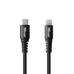 Cable USB 2.0 Trust Ndura 23569/ USB Tipo-C Macho - Lightning Macho/ 1m/ Negro