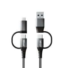 Cable USB Trust Keyla/ USB Macho + MicroUSB Macho - USB Macho/ 1m/ Negro