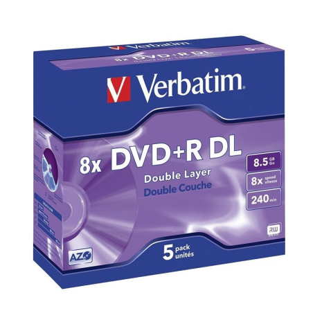 DVD+R Doble Capa Verbatim Advanced AZO 8X/ Caja-5uds