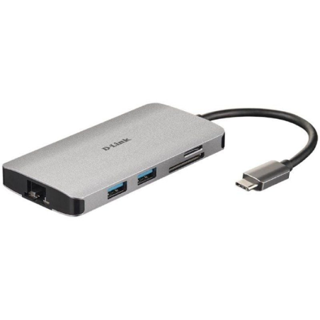 Hub USB Tipo-C D-Link DUB-M810/ 3 Puertos USB 3.0/ 1 Thunderbolt/ 1 HDMI/ 1 RJ45/ Gris