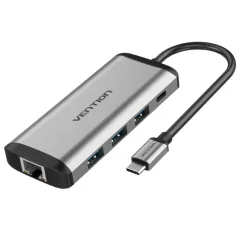 Docking USB Tipo-C Vention THAHB/ 1xHDMI/ 3xUSB/ 1xUSB Tipo-C/ 1xRJ45/ 1xLector tarjetas/ 1xAudio/ Gris