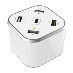 Cargador de Mesa Aisens ASCH-5PQC-W/ 1xUSB Tipo-C/ 4x USB/ 48W