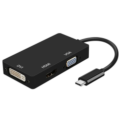 Adaptador USB 3.0 Tipo-C Aisens A109-0343/ USB Tipo-C Macho - DVI Hembra/ VGA Hembra / HDMI Hembra