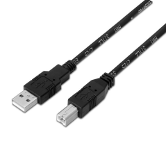 Cable USB 2.0 Impresora Aisens A101-0007/ USB Macho - USB Macho/ 3m/ Negro