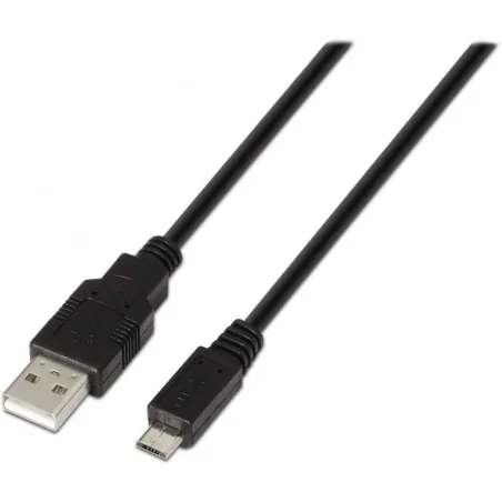 Cable USB 2.0 Aisens A101-0027/ USB Macho - MicroUSB Macho/ 80cm/ Negro