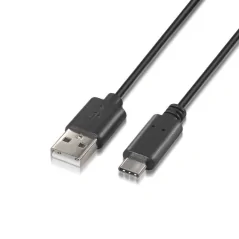 Cable USB 2.0 Tipo-C Aisens A107-0051/ USB Tipo-C Macho - USB Macho/ 1m/ Negro