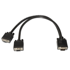 Cable Duplicador SVGA Aisens A113-0081/ VGA Macho - 2x VGA Hembra/ 45cm/ Negro