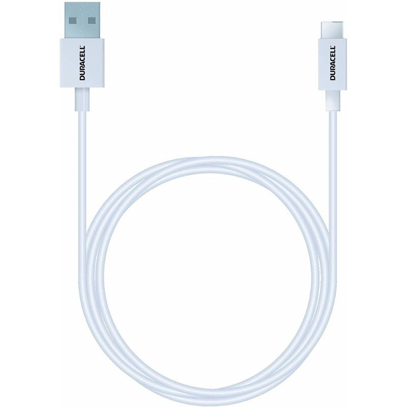 Cable USB Tipo-C Duracell USB5031W/ USB Tipo-C Macho - USB Macho/ 1m/ Blanco