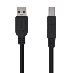 Cable USB 3.0 Impresora Aisens A105-0445/ USB Macho - USB Macho/ 3m/ Negro