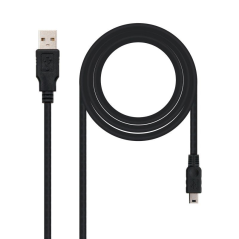 Cable USB 2.0 Nanocable 10.01.0400/ USB Macho - MiniUSB Macho/ 0.5m/ Negro