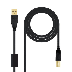 Cable USB 2.0 Impresora Nanocable 10.01.1203/ USB Macho - USB Macho/ 3m/ Negro