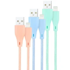 Cables USB 2.0 Lightning Nanocable 10.10.0401-CO1/ USB Macho - Lightning Macho/ 1m/ 3 Unidades/ Rosa, Azul y Verde