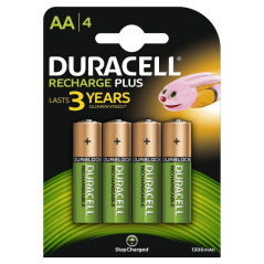 Pack de 4 Pilas AA Duracell HR6-B/ 1.2V/ Recargables