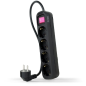 Regleta con Interruptor Nanocable 10.37.0004-BK/ 4 Tomas de Corriente/ Negro