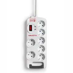 Regleta con interruptor Salicru SAFE 7/ 7 Tomas de corriente/ Cable 1,8 m/ Blanca