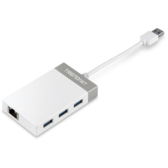 Hub USB 3.0 Trendnet TU3-ETGH3/ 3xUSB/ 1xRJ45/ Blanco y Gris