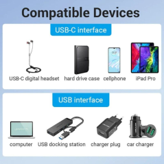 Adaptador USB 3.0 Vention CDPH0/ USB Macho - USB Tipo-C Hembra