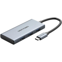 Docking USB Tipo-C Vention TOOHB/ 1xHDMI/ 3xUSB-A/ 1xLector Tarjetas SD y MicroSD/ Gris