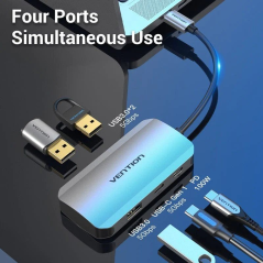 Hub USB Tipo-C Vention TNBHB/ 3xUSB/ 1xUSB Tipo-C