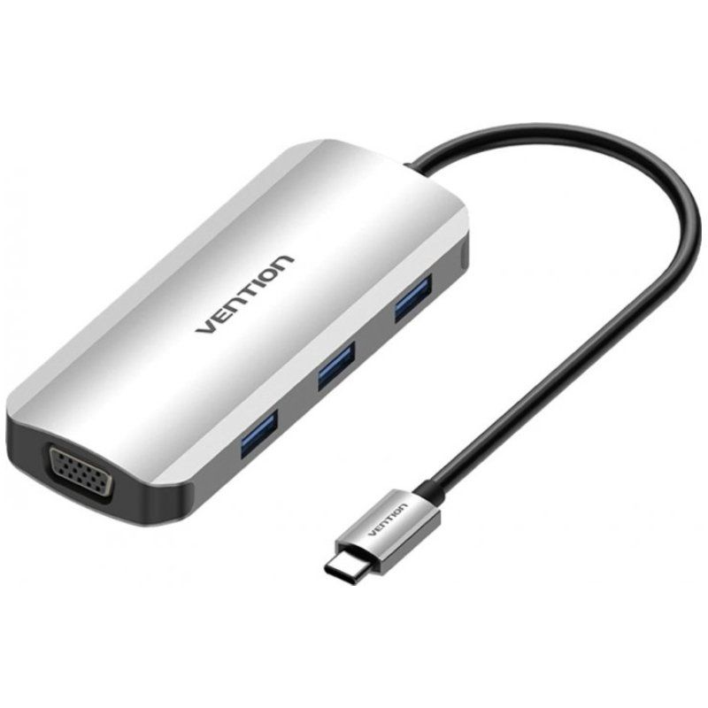 Docking USB Tipo-C Vention TOIHB/ 1xHDMI/ 1xVGA/ 3xUSB-A/ 1xUSB Tipo-C PD/ Gris Docking USB Tipo-C Vention TOIHB/ 1xHDMI/ 1xVGA/ 3xUSB-A/ 1xUSB Tipo-C PD/ Gris