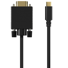 Cable Conversor Aisens A109-0693/ USB Tipo-C Macho - VGA Macho/ 1.8m/ Negro