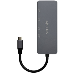 Hub USB Tipo-C Aisens A109-0745/ 4xUSB/ Gris
