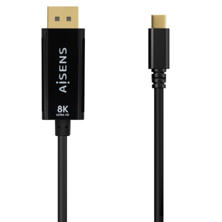 Cable Conversor Aisens A109-0689/ USB Tipo-C Macho - DisplayPort Macho/ 1.8m/ Negro