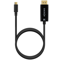 Cable Conversor Aisens A109-0689/ USB Tipo-C Macho - DisplayPort Macho/ 1.8m/ Negro