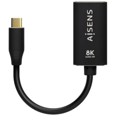 Cable Conversor Aisens A109-0690/ USB Tipo-C Macho - DisplayPort Hembra/ 15cm/ Negro