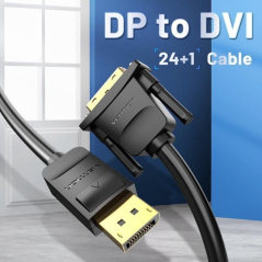 Cable Conversor Vention HAFBF/ Displayport Macho - DVI Macho/ 1m/ Negro