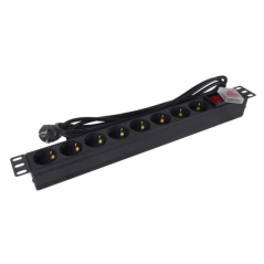 Regleta con Interruptor Phasak BNS 1520/ 8 Tomas de Corriente/ Cable 3 m/ Negro