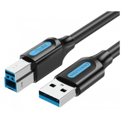 Cable USB 3.0 Impresora Vention COOBI/ USB Macho - USB Macho/ 3m/ Negro